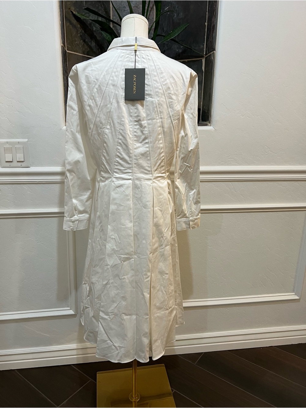 Zac Posen White Button Front Shirtdress Cotton Poplin Size 12 - Picture 10 of 15